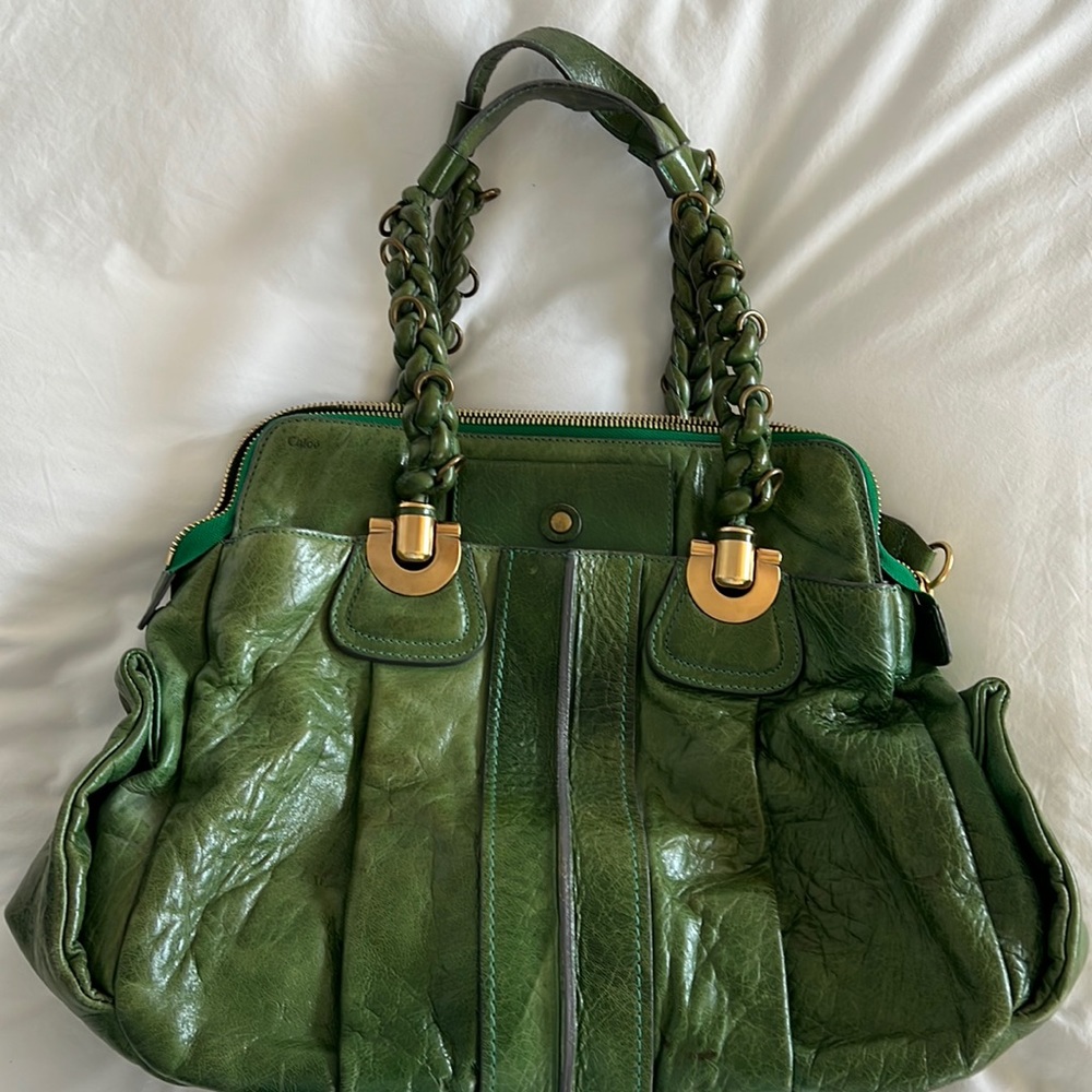 Chloe Heloise Large Lambskin Bag Green
